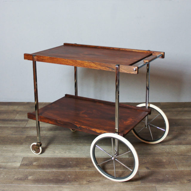 60’s Euro Vintage Rosewood Bar Cart / Wagon