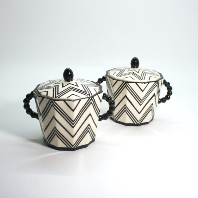 Czech Cubism “Pavel Janák” Black Line Sugar Pot