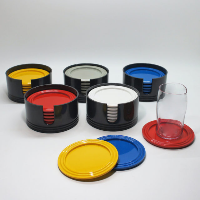 80’s Italy “Pino Spagnolo” Design Coaster Set for “biesse”