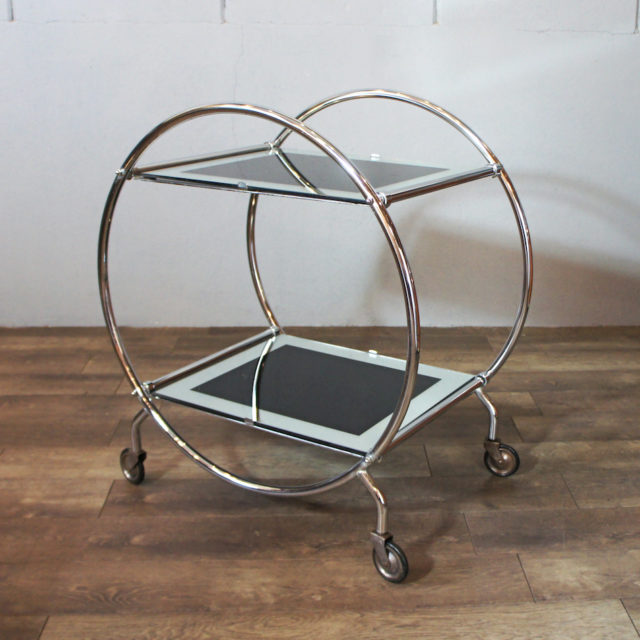 1930’s England Chrome × Mirror Art Deco Bar Trolley