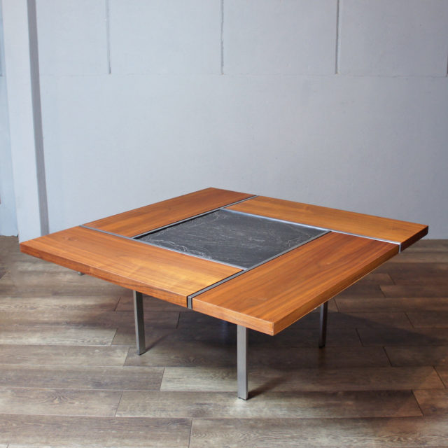 “P.Fabricius & J.Kastholm” Design Denmark “Bo-ex” Teak & Stone Coffee Table “Bo-750”