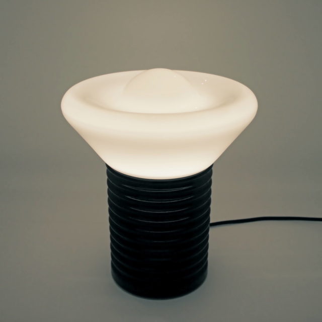 80’s Design , Glass & Ceramic “Light-Bulb” Table Lamp