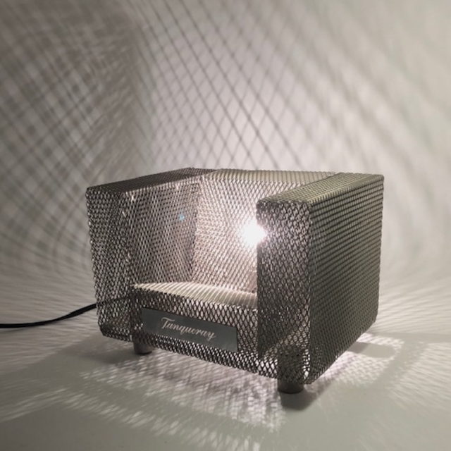 Expanded metal Miniature Chair Display Lamp by “Tanqueray”