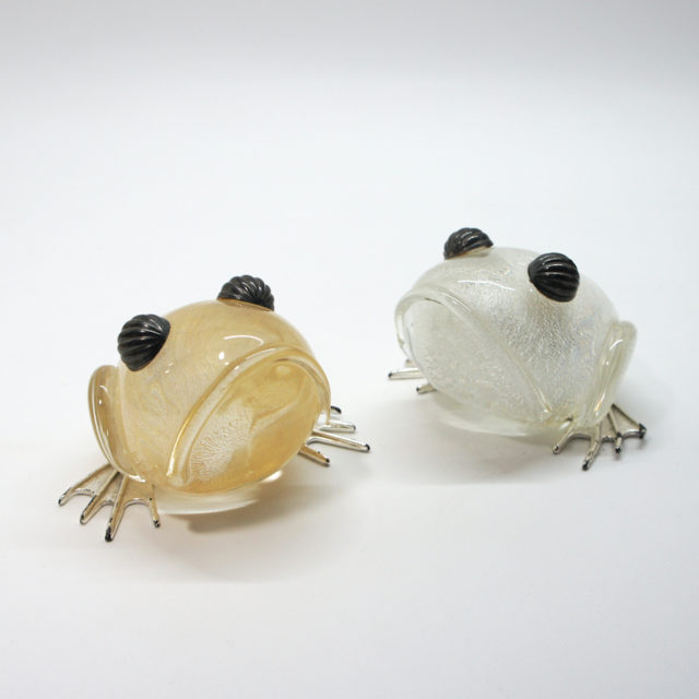 Italy Murano Vintage Glass Figure「Frog」Pair Set