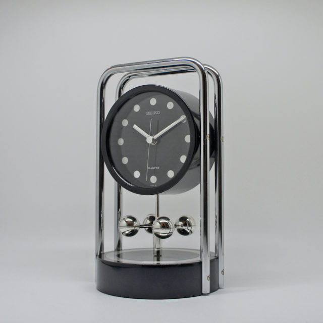 80’s SEIKO Modern Design Rolling Mobile Table Clock