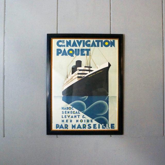 1924 France “Max Ponty” Design ＜Cie De Navigation Paquet par Marseille＞ printed by the Hac Hard & Cie, Paris Poster with Frame