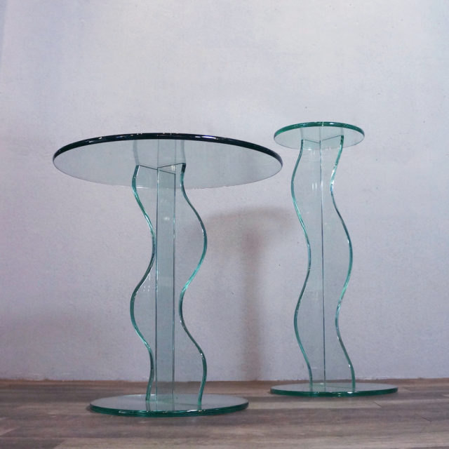 80’s Design Mold Glass Coffee Table & High Table