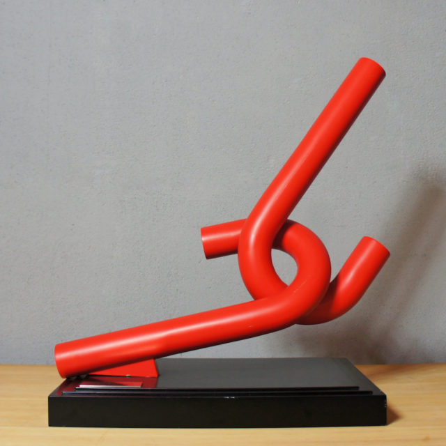 Metal Abstract Sculpture (Connected Red Tube)
