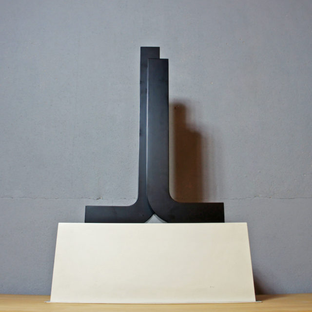 Metal Abstract Sculpture (Rising Black Pillar)