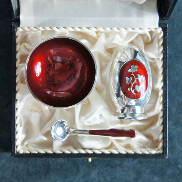 Denmark “MEKA” Sterling Silver / Enamel Salt & Pepper Set