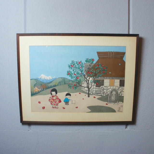 ” 谷内六郎 ” 木版画「椿」