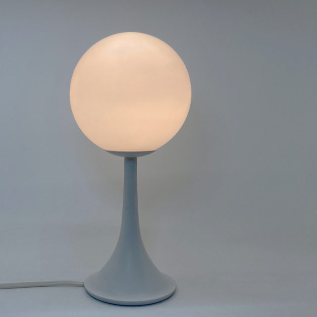70’s Spaceage White Glass Ball Table Lamp