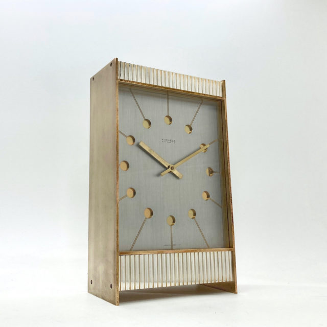 70’s W-Germany “KIENZLE” Square Brass Case Table Clock