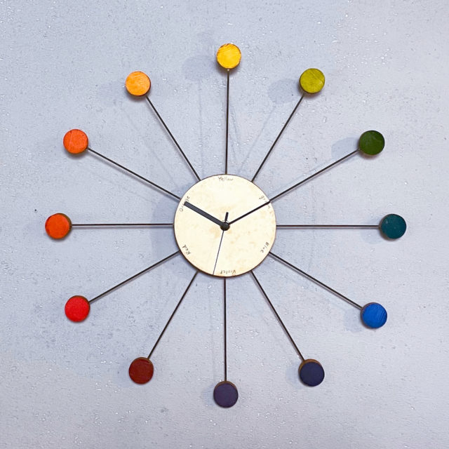 抽象画家”長谷川晶” 自作愛用掛け時計