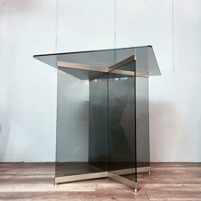 Smokey Amber Glass / Stainless Edging Table