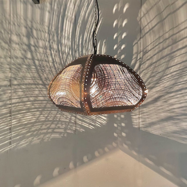 70’s 銅 透かし打ち抜き クラフトペンダント照明