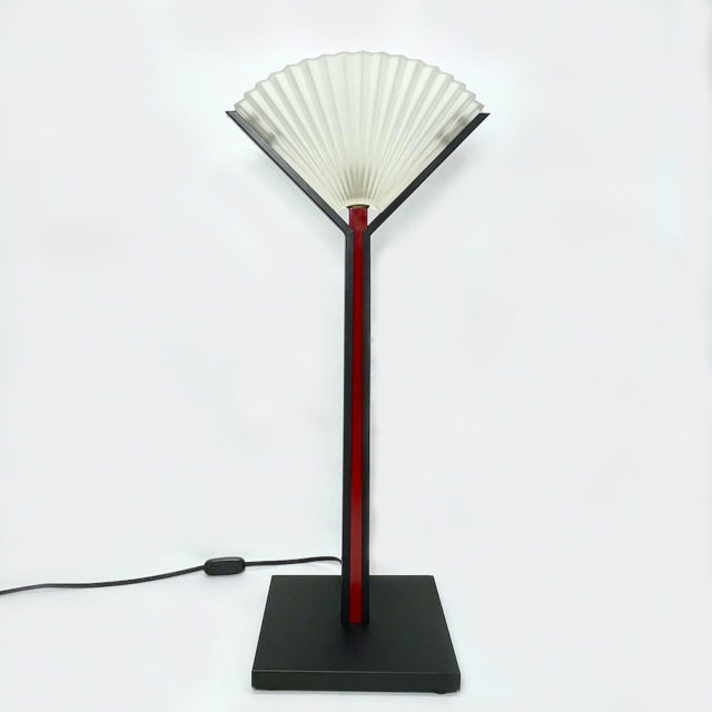 80’s Japanese Postmodern Fanshell Glass Shade Stand Lamp