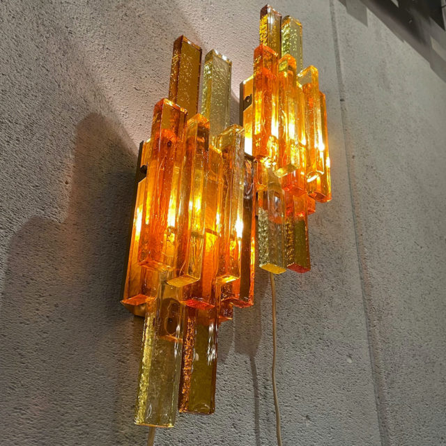 60’s Denmark “Sevend Aage Holm Sørensen” Design Glass Wall Lamp Pair Set