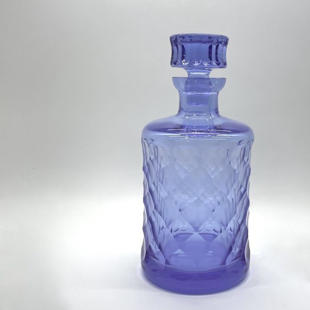 Vintage Czech Purple Diamond Cut Neodymium Crystal Decanter