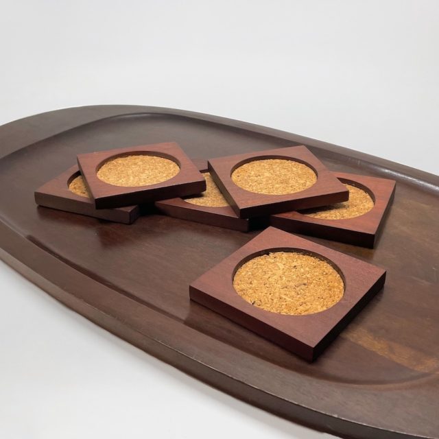 Brazilian Mid-Century “Jean Dobré” Tray / Coaster 6 Piece for “Tropic-Art”