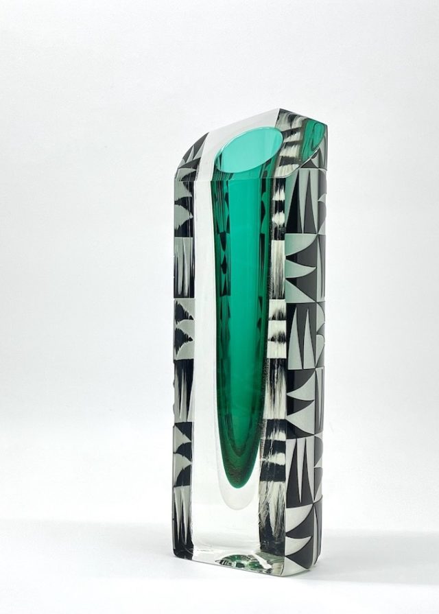 Czech Vintage Signed Art Glass Monostem Vase ED:40/250