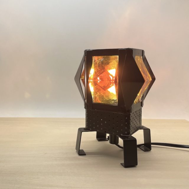 70’s Sweden “Trad O Metall” Vintage Iron / Glass Table Lamp by “Elfwing”