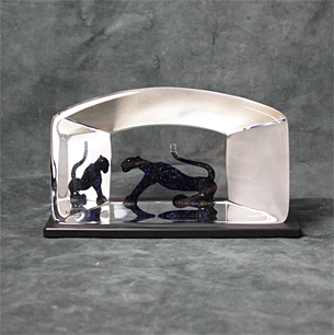 KOSTA BODA “Bertil Vallien” 「Viewpoints Panther」 Glass Sculpture