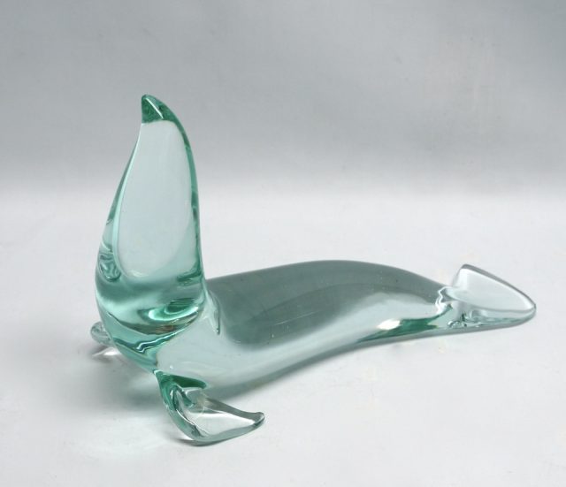60’s Czech “Zelenzny Brod Glass” Sea Lion Figure by “Miloslav Janku”
