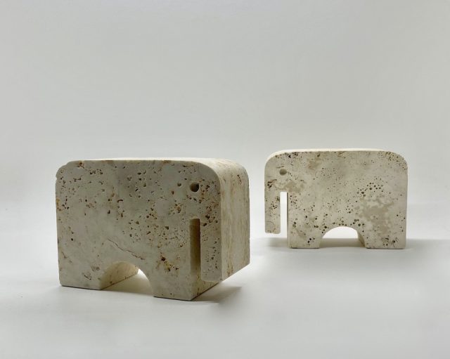 Italy “Fratelli Mannelli” Travertine Animal Figure「Elephant」