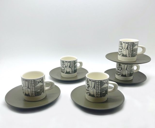 60’s “中上良子” デザイン “知山窯” コーヒーカップ＆ソーサー：コラージュ