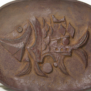 60’s 水船六州「魚」鋳鉄彫刻プレート