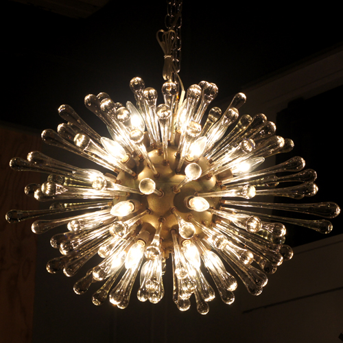 60’s Murano Italy “Radiant Glass” Large Chandelier