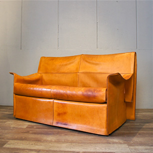 Italy Vintage Tanned Leather 2Seater Sofa