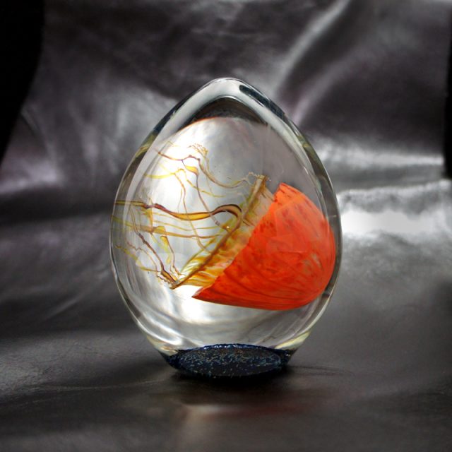 “Satava Art Glass Studio” Moon Side Swimmer Jellyfish Objects