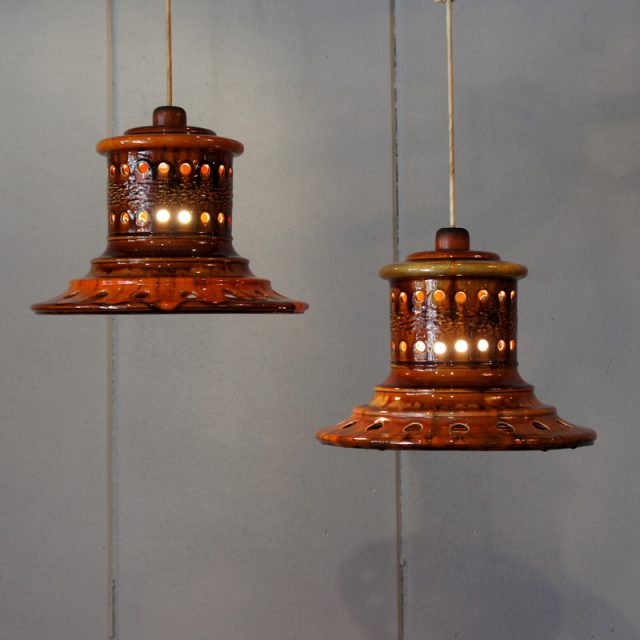 70’s West Germany “FAT LAVA” Pottery Pendant Lamp