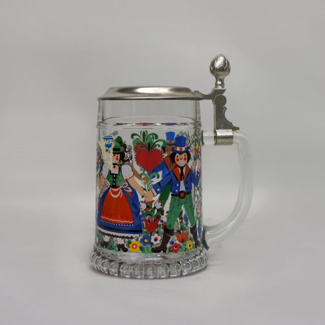 West Germany “BMF” Folklore Print Crystal Beer Stein