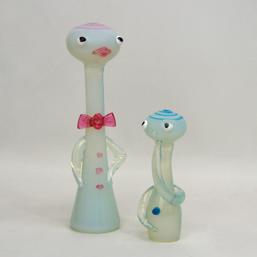 60’s “Barovier&Toso” Opaline Glass Pair Figure