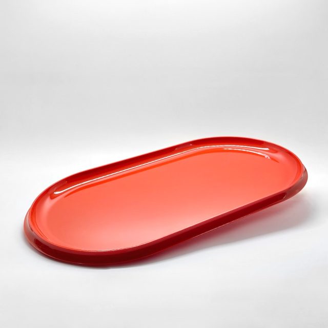 70s Vintage “guzzini” Oval Serving Tray by “Ambrogio Pozzi”