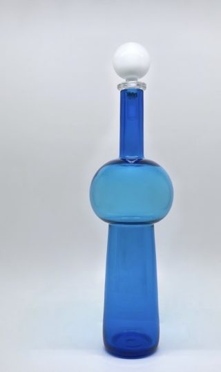 Murano Italy “VeArt” Blue & White Lid Decanter Bottle