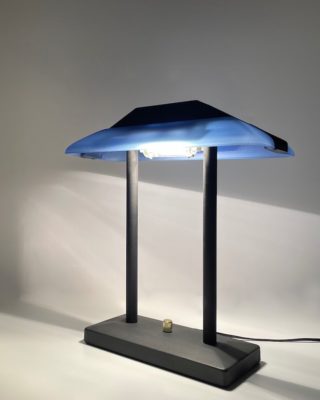 80's "Robert Sonneman" Design Blue Glass Shade Table Lamp for "George Kovacs"