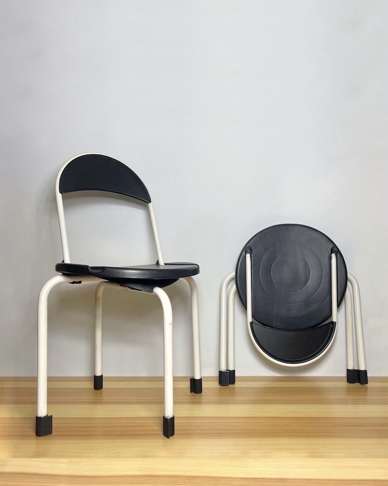 1985 Italy “Roberto Lucci & Paolo Orlandini” Design Folding Chair「Clark」 for “Lamm” （ Black × White ）