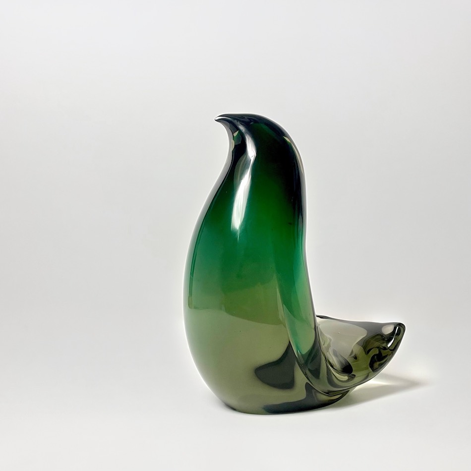 60’s Murano Italy “Salviati” Green  Bird Sculpture by “Luciano Gaspari”