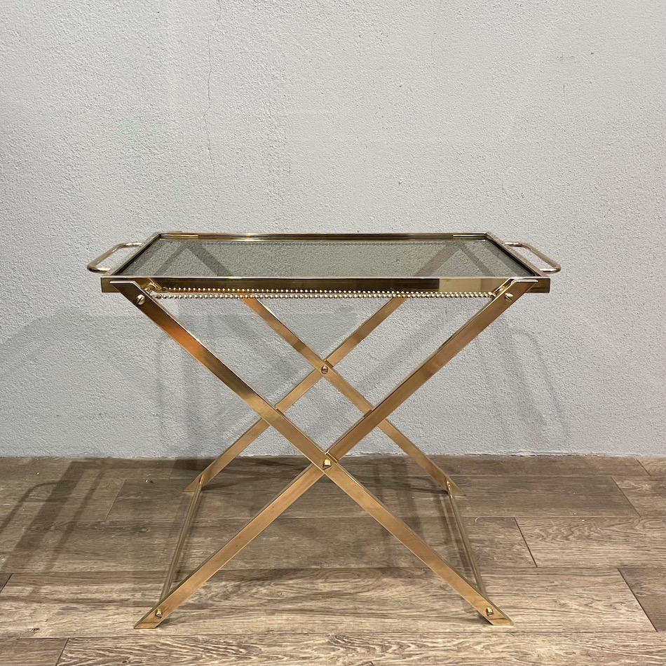 Italy Vintage Solid Brass Folding Tray Table 