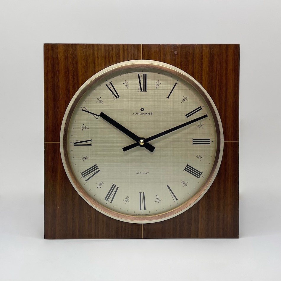 Vintage Germany “JUNGHANS” ATO-MAT Wood Frame Wall Clock