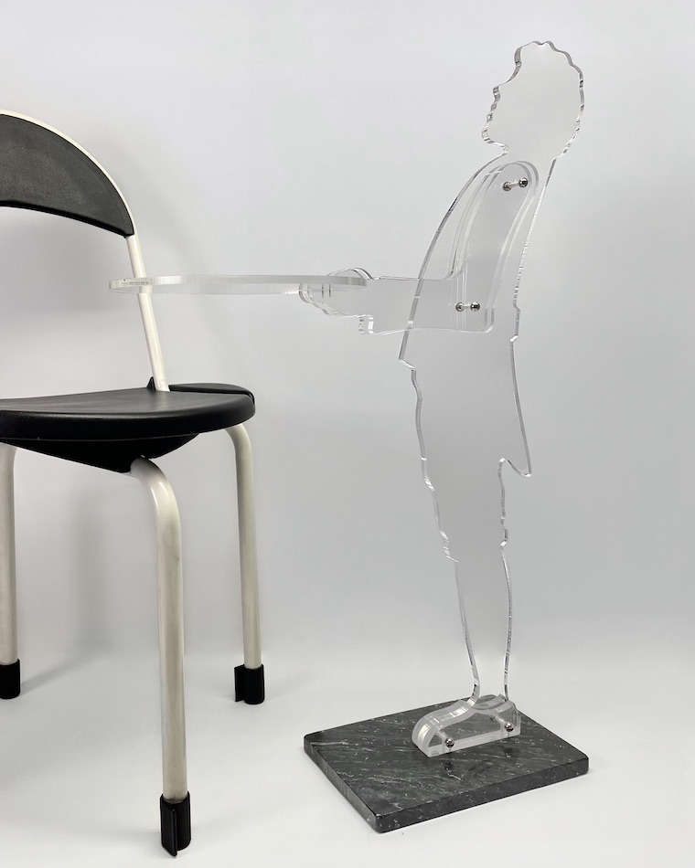 60s Art deco Style Lucite Butler Standing Serving Tray