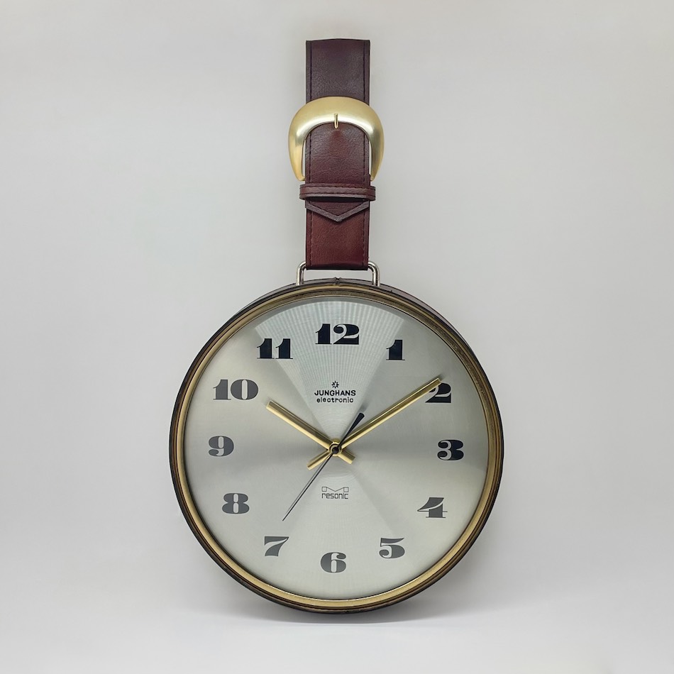 70’s W-Germany “JUNGHANS” Wall Clock with Leather Strap